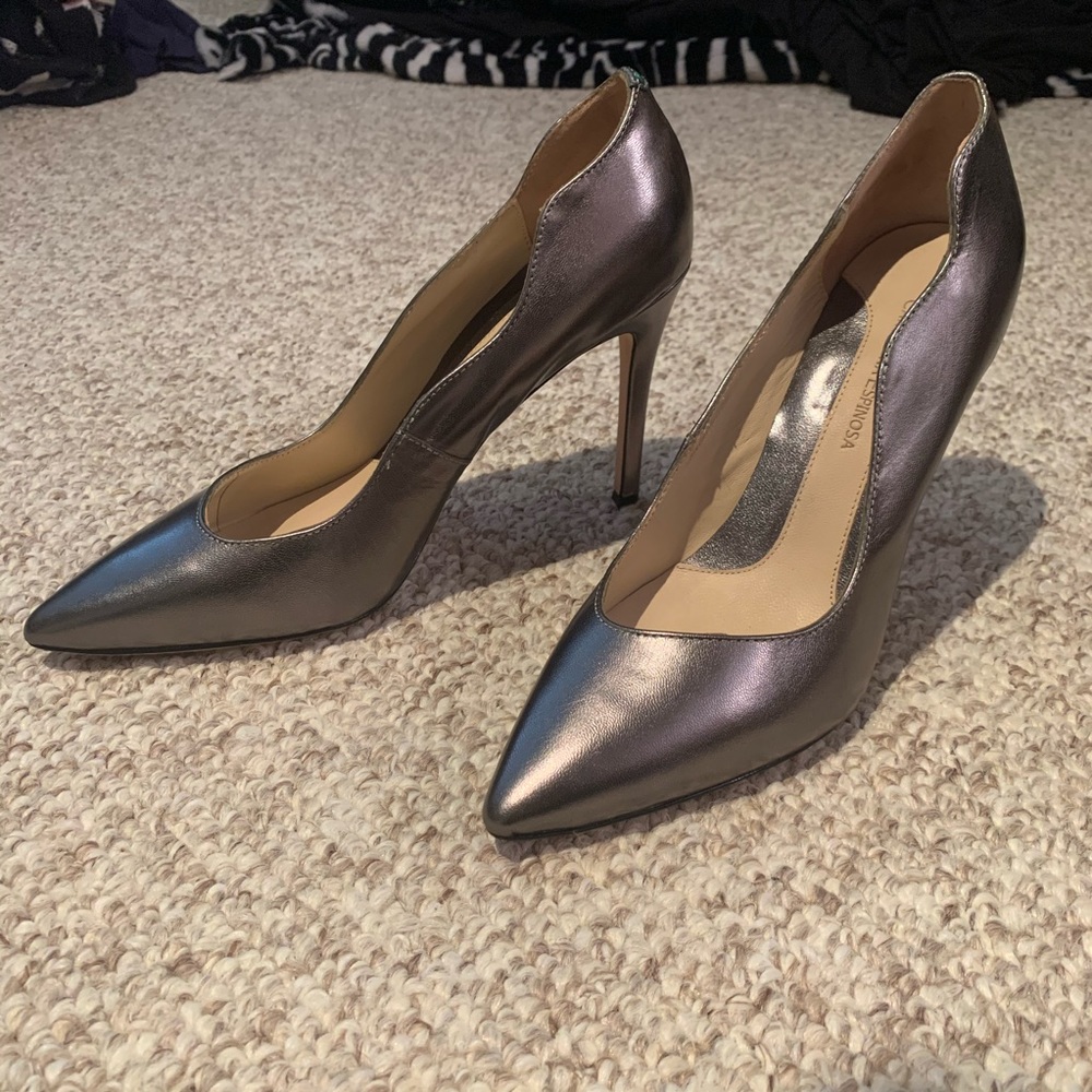 Carolinna Espinosa Silver Stiletto Pump Heel 10